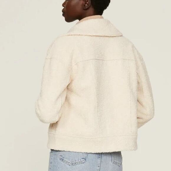 Marine Layer Quebec Sherpa Jacket Cozy Snap Button Antique White Cream NWT L - Picture 3 of 9